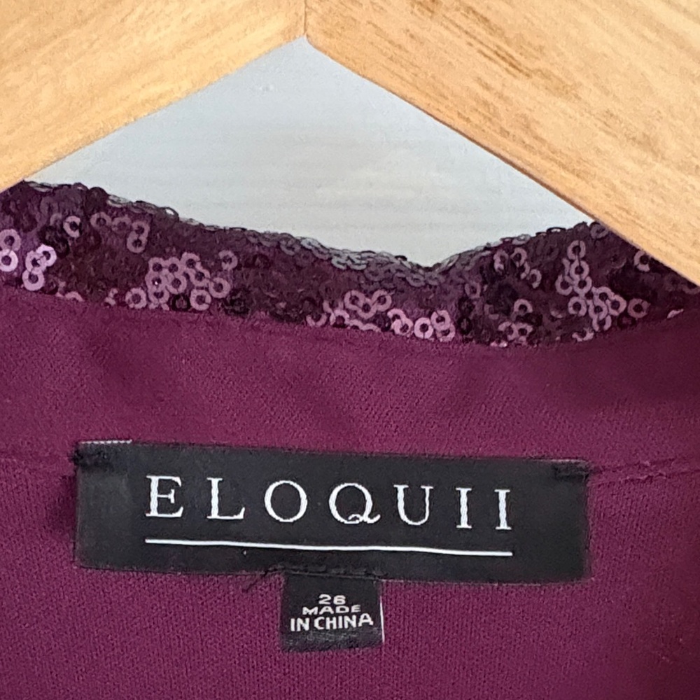Eloquii Sparkling Long Sleeve Sequined Jumpsuit in Deep Burgundy - Picture 3 of 10
